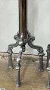 Pair of Polished Pewter Three Footed Candle Holders 48" Tall