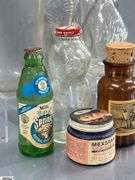 Bottles, Banks, Lincoln Bottle Bank, New England Piggy Bank, Grapette Family Beverage J.W, Dants Tip Bottle, Mexsana Skin Cream Jar