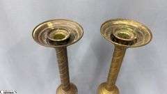 Pair of Brass Barley Twist Style Church Altar Candle Sticks 18"