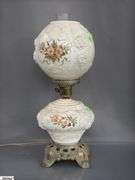 Milk Glass Electrified Oil Lamp, 22" Tall