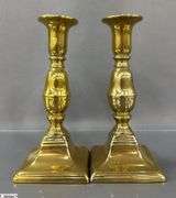 Antique Push Up Style Brass Candle Stick Pair, and Great Wall Tourist Collectible 7"