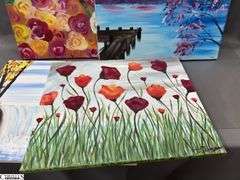10 Canvas Paintings, Streams, Florals and Others Each Measures 16x20"