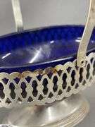 West Moreland Blue Santa On Sleigh, Lidded Piano St Claire Glass Works, Hand Made Glass Basket, Cobalt Dish
