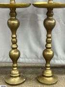 Pair of Brass Candle Sticks With Drip Trays 37"