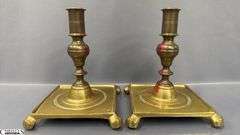 2 Pair of Brass Candle Sticks, Tallest 12.25", Smaller Pair Have Makers Marks