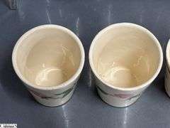 Franciscan Desert Rose Glasses, Mugs, Teacups and Saucers - 7" of largest, some chipping - Approx 36pcs