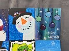 10 Canvas Paintings, From Painting Party Snowman, and Winter Scenes, Holiday Styles 11x14"