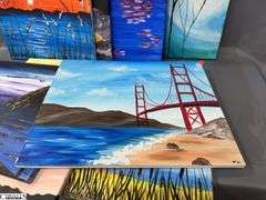 10 Painting Party Canvases, Park Bench, and Other Landscape Scenes Each Measures 16x20"