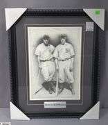 3 Black & White Baseball Prints with Matching Frames.  Joe Jackson, Gehrig & DiMaggio, and Ruth & Gehrig.  18 1/2" X 23"