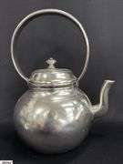 3pcs Pewter Tea Pot, Candle Holder, 1/2 Pint Mug Tallest 7.5"
