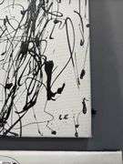 6 pcs Horse and Figural Abstracts, Black Acrylic Paint on White Canvas by Luis Espinoza Each Measure 18x14"