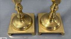 2 Pair of Brass Candle Sticks, Japan Pair Tallest 8", Other Have Slight Damage to Holder