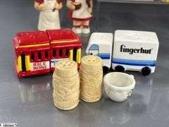 Vintage Salt and Peppers, Figurines, Bell, Toothpick Holder, Some Wear and Dusty