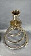 Pair Of Metal Spiral Candle Sticks 7" Tall