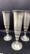 Lunt Silversmith Pewter Decanter With 6 Stems, Some Dents and Wear, Decanter 8.5"