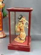 Chinese Dinner Gong, Figurines, Fans, Doll In Case 11"