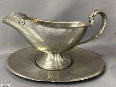 Hand Made Gravy and Tray, Plated Covered Butter Dish Some Dents