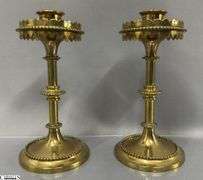 Pair of Brass Church Candle Holders 7.25"