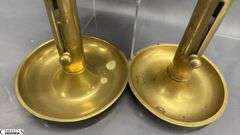 3 Brass Push Up Style Candle Holders 7"
