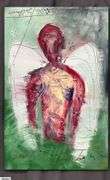 Green Angel, Mixed Media and Oil Painting on Canvas By Alummoa Zumigo 36x56"