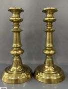 4 Brass Candle Sticks, Tallest 12" One is Loose
