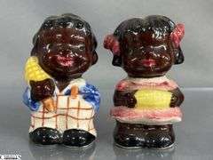 Black Americana Salt and Peppers, Aunt Jemima and Uncle Mose, Tourist Souvenirs Tallest 5"