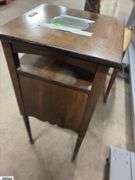 Small Vintage Accent Table With Door 13x13x27" Tall