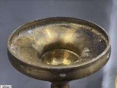 Pair of Brass Candle Sticks With Drip Trays 37"