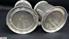 Pair of Sheffield Pewter Tankards With Fox Handles and Clear Bottom 5"