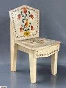 Wooden Doll Dining Set, Painted Chair and Table