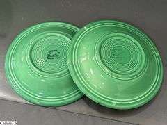 18pcs Fiesta Green Dishes - Charger Platter, Plates, Saucers, Bowls, Cups, 2 Pint Pitcher- 14" of largest