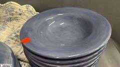Country Blue Pottery Barn Dishes, Service For 8 Dinner, Salad, Soup Bowls, Mugs with 10 Place Mats