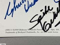 Indianapolis Motor Speedway 40" X 13.5" Areal Photo with Autographs.  Signatures Include Andy Hillenburg, Paul Goldsmith, Johnny Rutherford, DIZ, John Martin, and Many Others.