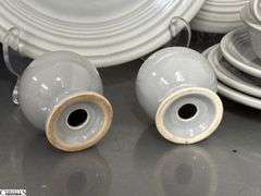 10pcs Fiesta Gray Dishes - Charger Platter, Plates, Bowls, Salt and Pepper - 12" of largest