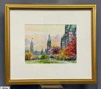 2pcs Framed Prints,  Ponte Sant'Angelo, Italy and Parliament Hill in Ottawa, Canada Largest 16"x18"