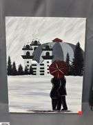 Paintings on Canvas, Paris, Red Accent, Larger 16x20"