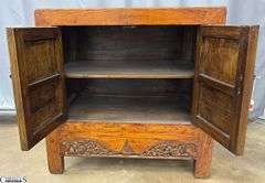 Vintage Chinese Double Door Cabinet 34x21x34" Tall, Missing Locking Pin