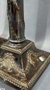 2 Pair of Candle Sticks, Sheffield Has Mark, Other Pair Has Damage To Base 12.5"