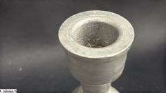 4pcs Pewter Candle Holders and Bud Vase, Tallest 7"
