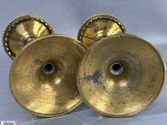 Pair of Brass Church Candle Holders 7.25"