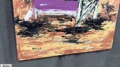 Antonio Garcia Chair with a View, Impressionist Acrylic Painting On Canvas 35x56"