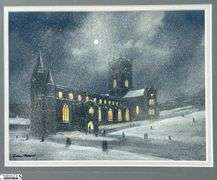 "To Evensong Through The Snow" St David's Cathedral Original Artwork By Graham H. Hadlow Measures 21x17"