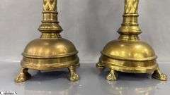 Gothic Revival Style Brass Pricket Candle Sticks 16"