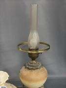 Gone With The Wind Hurricane Style Lamp, Floral Motif, 30" Tall