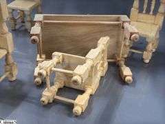 Wooden Doll Dining Set, Painted Chair and Table