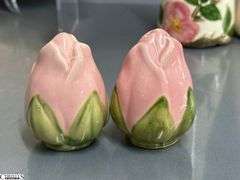 Franciscan Desert Rose Platter, Divided Dish, Salt and Pepper, Cream and Sugar, Butter Dish, Stand - 14" of platter - 10pcs