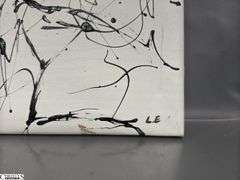6 pcs Horse and Figural Abstracts, Black Acrylic Paint on White Canvas by Luis Espinoza Each Measure 18x14"