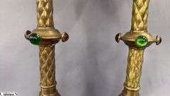 Gothic Revival Style Brass Pricket Candle Sticks 16"