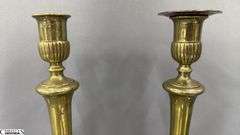 4 Brass Candle Sticks, Tallest 11.5", Missing Insert