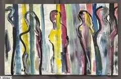 Alummoa Zumiga Party People #2 Mixed Media and Oil On Canvas Multicolor Measures 55x35"